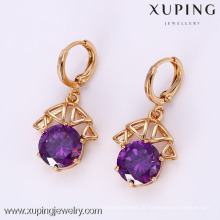25574 Xuping moda Crystal Gemstone Earring, brinco de ouro 18K chapeado